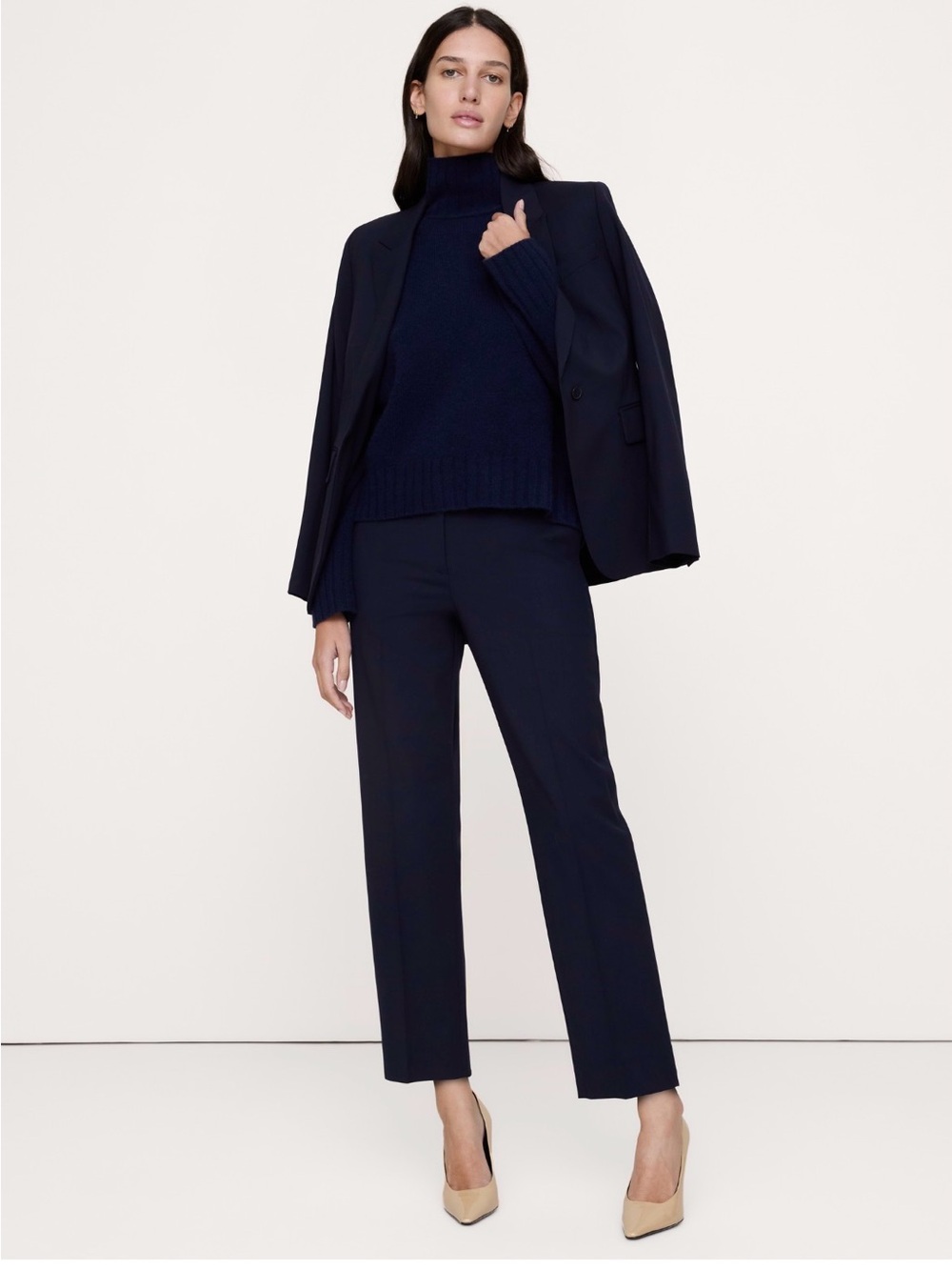 NWT Banana Republic Ultra High Rise Modern Slim Italian Wool Ankle Navy Sz 2/P